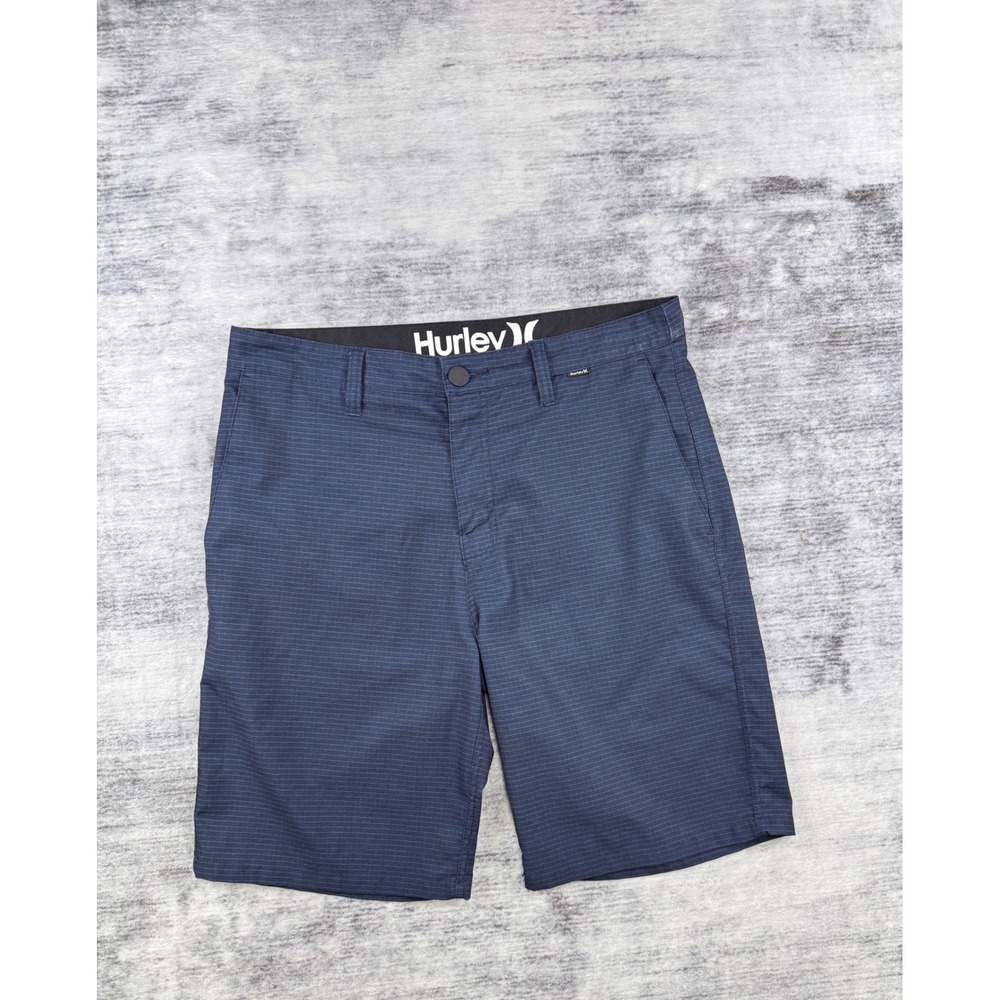 Hurley Mens Navy Blue Micro Stripe Hybrid Walk Shorts Size 31